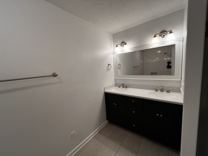 Renovated full bath vanity with twin undermount sinks